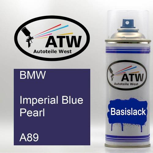 BMW, Imperial Blue Pearl, A89: 400ml Sprühdose, von ATW Autoteile West.